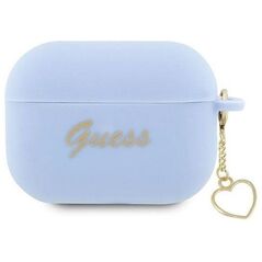 Original Case APPLE AIRPODS PRO 2 Guess Silicone Charm Heart Collection (GUAP2LSCHSB) blue 3666339111007