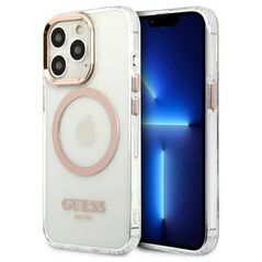 Original Case IPHONE 13 PRO MAX Guess Hard Case Metal Outline Magsafe gold 3666339057169