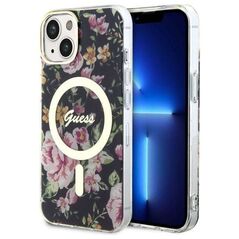 Original Case IPHONE 14 Guess Hardcase Flower MagSafe (Guhmp14shcfwsk) black 3666339115517