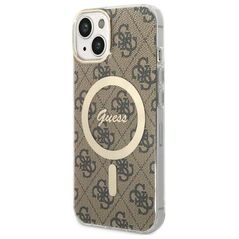 Original Case IPHONE 14 Guess Hardcase 4G Printed Stripe MagSafe (GUHMP14SP4RPSW) brown 3666339119775