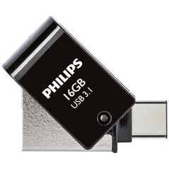 Philips 2-in-1 16GB USB 3.1 Stick με σύνδεση USB-C Μαύρο (PHUSB16G2IN1OTGGU3C) (ΠΗΙPHUSB16G2IN1OTGGU3C) έως 12 άτοκες Δόσεις