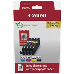 Canon Μελάνι Inkjet CLI-526 CMYK Value Pack (4540B019) (CANCLI-526PMP) έως 12 άτοκες Δόσεις