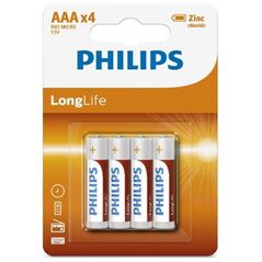 Battery PHILIPS AAA LR03 LONGLIFE 4pcs Blister 8712581549435