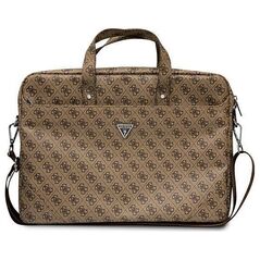 Original Case LAPTOP 16" Guess Saffiano 4G Hot Stamp Triangle Logo brown 3666339051105