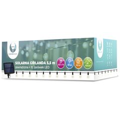 Solar Garland 5,5m + 10 LED bulbs filament clear E12 G40 IP44 5900495883247