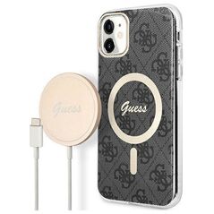 Original Case IPHONE 11 Guess Hardcase 4G Print MagSafe + Wireless Charger (GUBPP13XH4EACSW) black 3666339103361