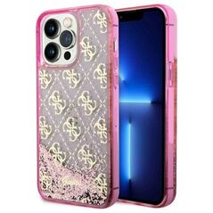 Original Case IPHONE 14 PRO MAX Guess Hardcase Liquid Glitter 4G Transculent (GUHCP14XLC4PSGP) pink 3666339116262