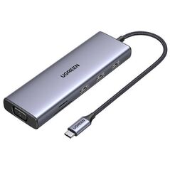 USB-C Hub Ugreen CM498, 3x USB 3.0, HDMI 4k 30Hz, VGA, RJ45, SD/TF, PD 100W (gray) 6941876216000