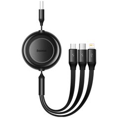 Baseus cable Bright Mirror 2 3w1 USB - micro USB + Lightning + USB-C 1,1m 3,5A black retractable 6932172609030