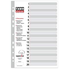 Typotrust Διαχωριστικά A4 Αριθμητικά Πλαστικά 1-20 (FP40120) (TYPFP40120) έως 12 άτοκες Δόσεις