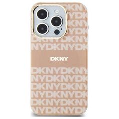 DKNY case for iPhone 15 Plus 6,7&quot; DKHMP15MHRHSEP pink HC Magsafe pc tpu repeat texture pattern w stripe 3666339267681
