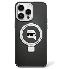 Original Case APPLE IPHONE 15 PRO Karl Lagerfeld Hardcase Ring Stand Karl Head MagSafe (KLHMP15LHMRSKHK) black 3666339168414