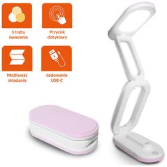 Collapsable LED desk Lamp 10W, 3000/4500/6000K, 1200mAh, pink, LTC 5902270787719