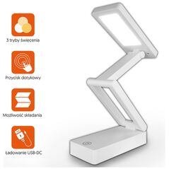 Collapsable LED desk Lamp 10W, 3000/4500/6000K, touch control, 1200mAh, white, LTC 5902270787733