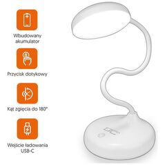 Wireless LED desk Lamp 6W, 3000/4500/6000K, touch control, 3000mAh, white, LTC 5902270787696