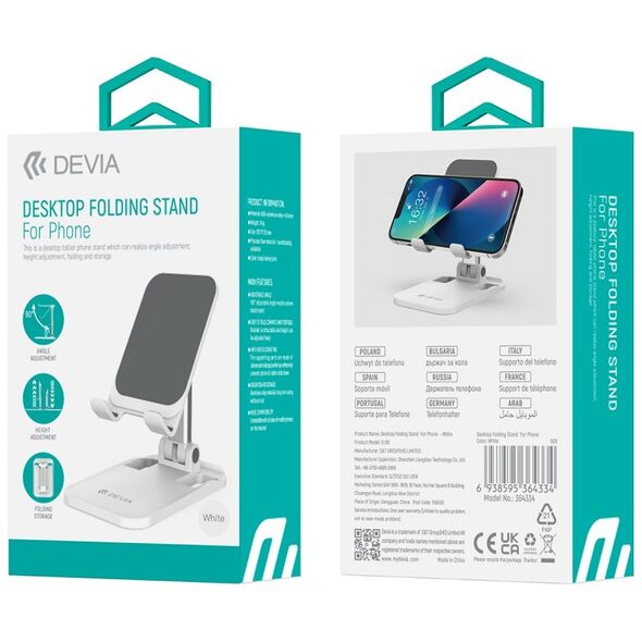 Devia adjustable folding holder stand EL161 for phone tablet pink 6938595364341