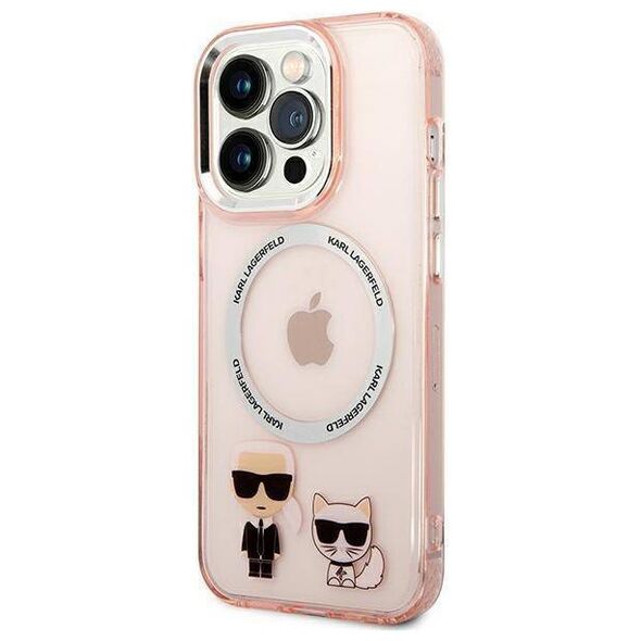 Original Case IPHONE 14 PRO Karl Lagerfeld Hardcase Karl & Choupette Aluminium Magsafe (KLHMP14LHKCP) pink 3666339087340