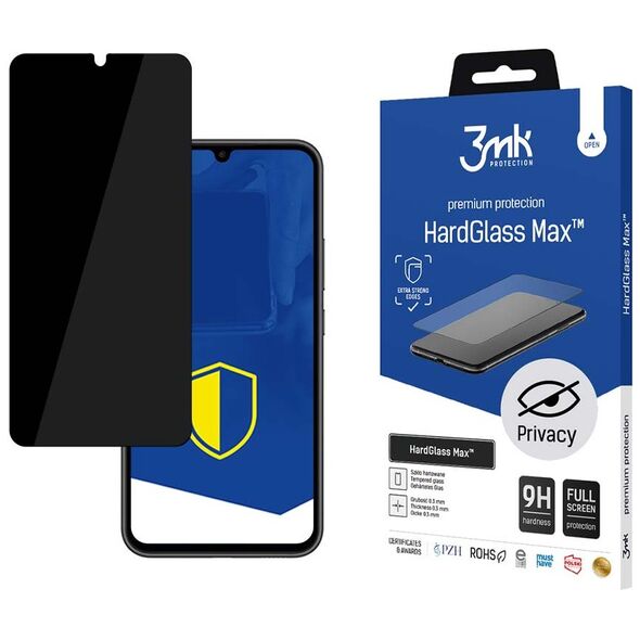 3mk tempered glass HardGlass Max Privacy for iPhone 15 Pro 6,1&quot; black 5903108529099