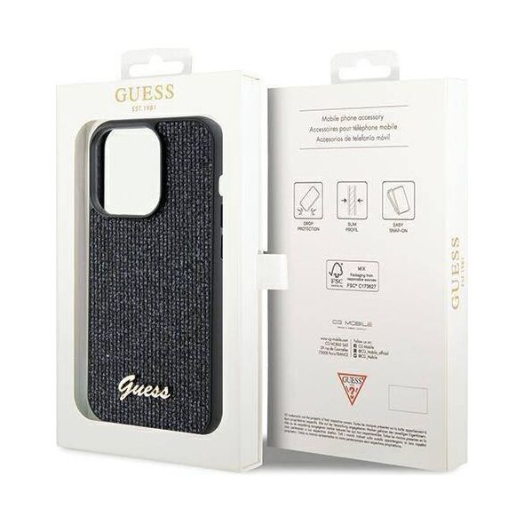Original Case IPHONE 14 PRO Guess Hardcase Disco Metal Script (GUHCP14LPMSDGSK) black 3666339173418