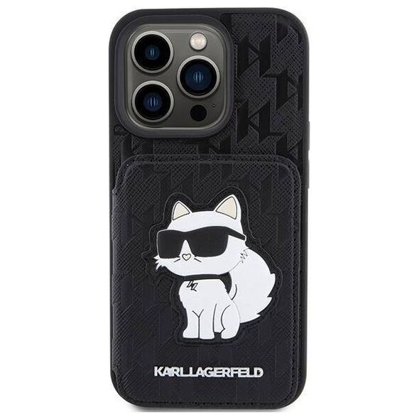 Original Case APPLE IPHONE 15 PRO Karl Lagerfeld Hardcase Saffiano Cardslots and Stand Monogram Choupette (KLHCP15LSAKCNSCK) black 3666339169619