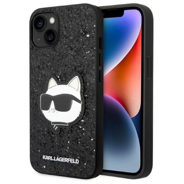Original Case IPHONE 14 PLUS Karl Lagerfeld Hardcase Glitter Choupette Patch (KLHCP14MG2CPK) black 3666339099404