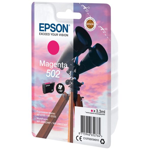 Epson Μελάνι Inkjet 502 Magenta (C13T02V34010) (EPST02V340) έως 12 άτοκες Δόσεις