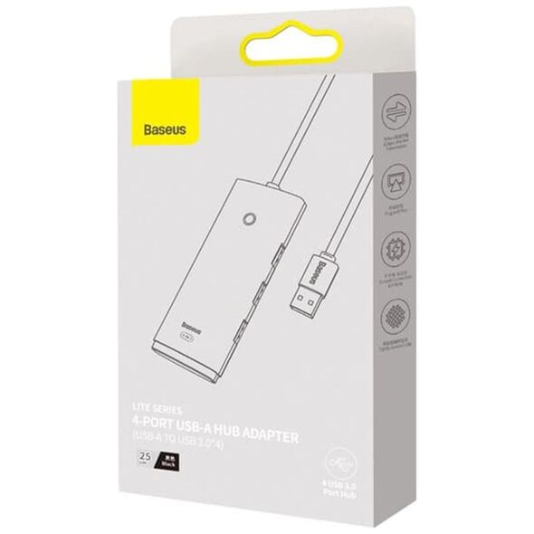 Baseus USB to 4x USB3.0 Hub, Type-C, 0.25m - Baseus Lite Series (WKQX030001) - Black 6932172606183 έως 12 άτοκες Δόσεις