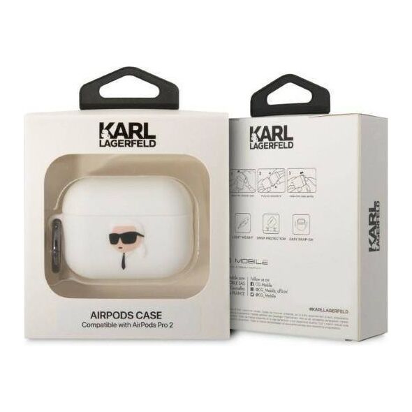 Case APPLE AIRPODS PRO 2 Karl Lagerfeld Silicone Karl Head 3D white 3666339099244
