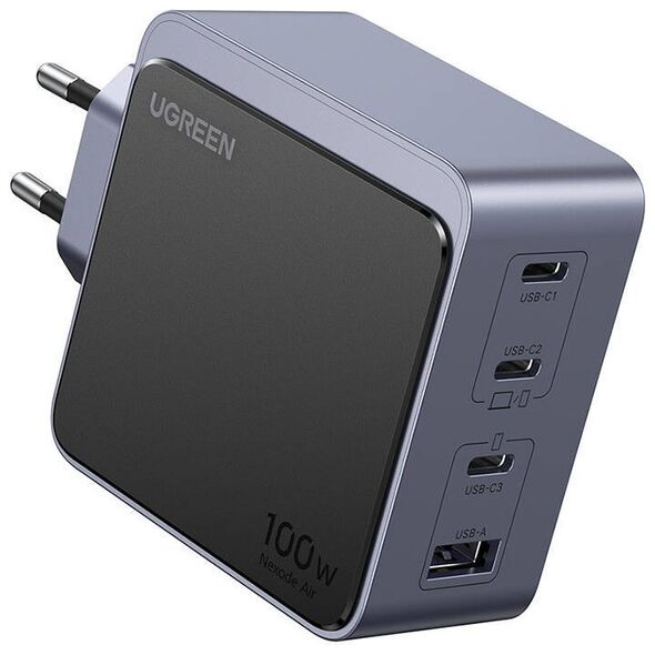 Wall charger Ugreen Nexode Air 100W, 3x USB-C, USB (gray) 6941876230433