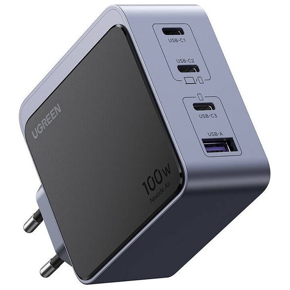 Wall charger Ugreen Nexode Air 100W, 3x USB-C, USB (gray) 6941876230433