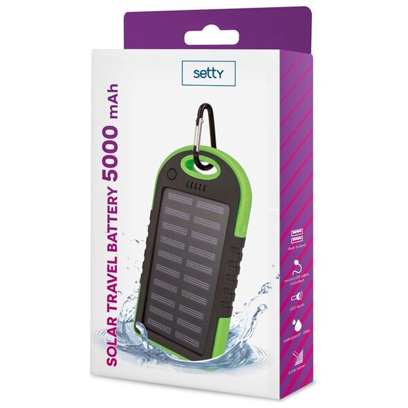 Setty solar power bank 5000 mAh green 5900495682062