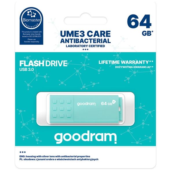 Goodram pendrive 64GB USB 3.0 UME3 Care light green 5908267961452