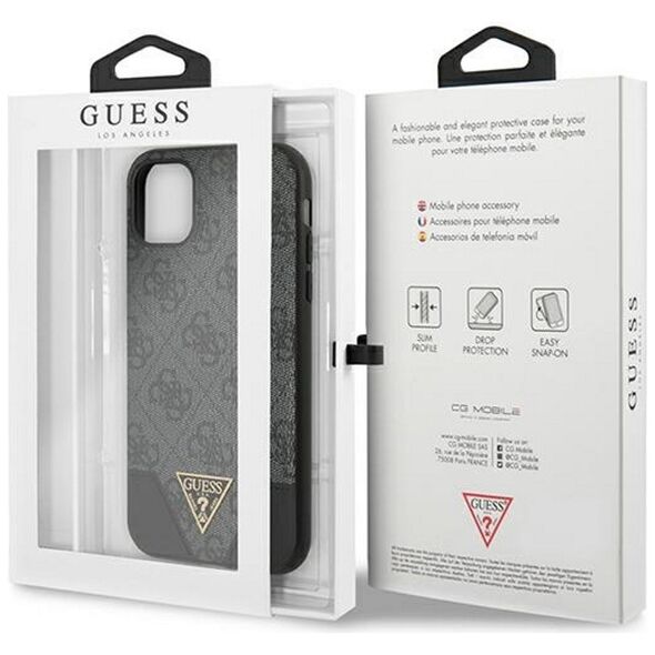 Guess case for iPhone 11 GUHCN61PU4GHBK gray hard case 4G Triangle Collection 3666339016272