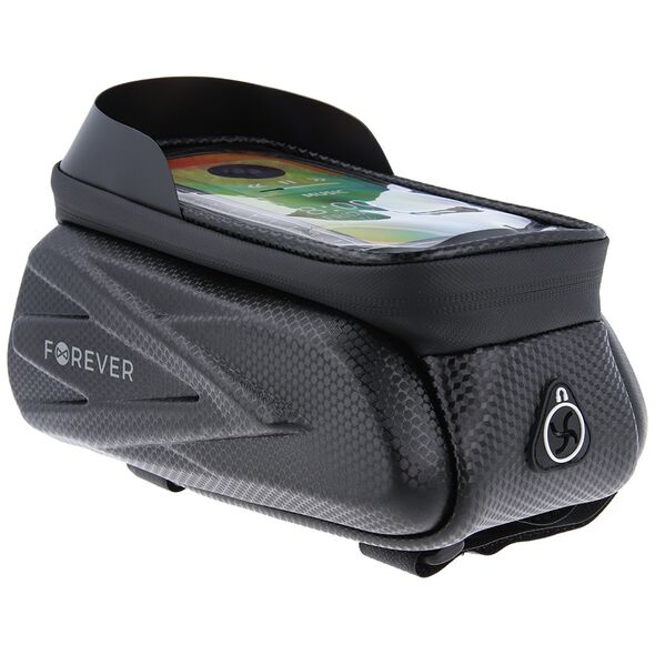 Waterproof bike frame bag with shell sides and phone holder Forever Outdoor black 5900495982285