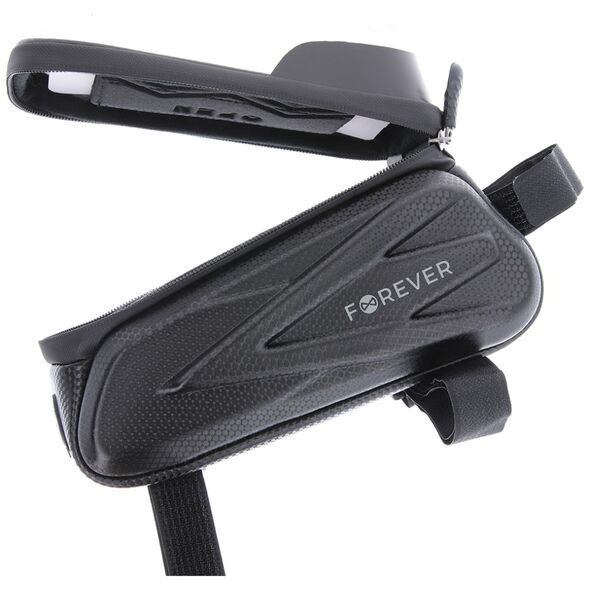 Waterproof bike frame bag with shell sides and phone holder Forever Outdoor black 5900495982285
