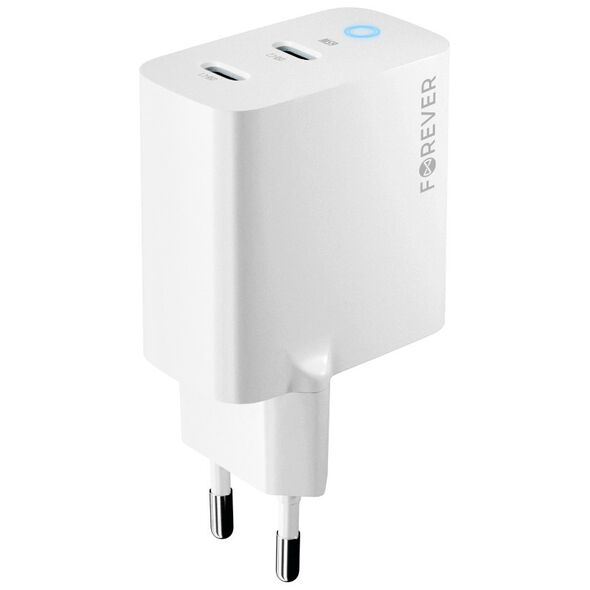 Forever TC-06-65CC GaN PD QC charger 2x USB-C 65W white 5907457732537