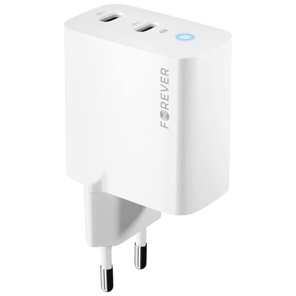 Forever TC-06-65CC GaN PD QC charger 2x USB-C 65W white 5907457732537