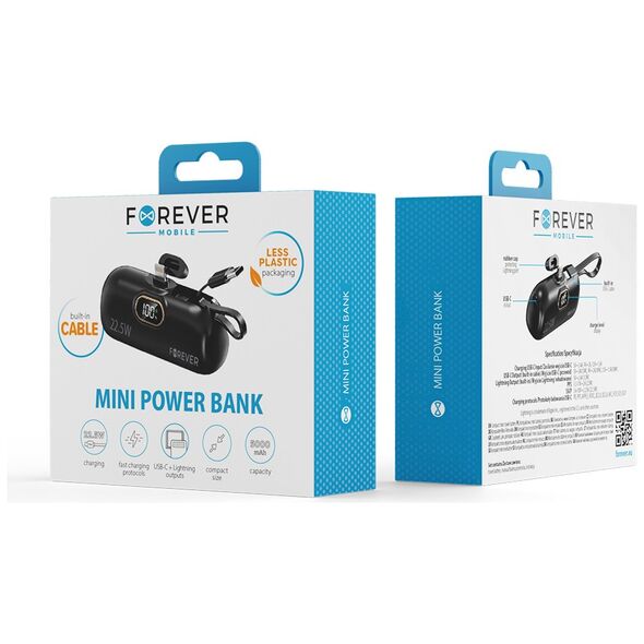 Forever mini power bank MTB-100 22.5W 5000 mAh Lightning black 5907457751224