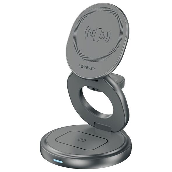 Forever MAWC-200 magnetic wireless charger 15W grey 3in1 5907457769755