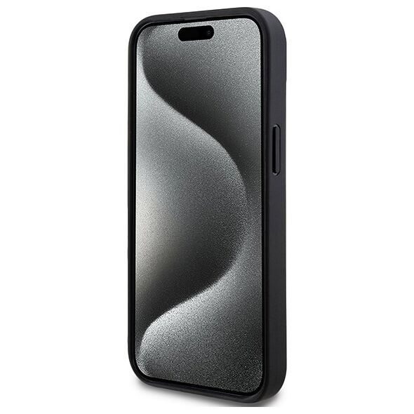 DKNY case for iPhone 15 Plus 6,7&quot; DKHCP15MPCPTSSK black HC PU checkered pattern w printed stripes 3666339263201