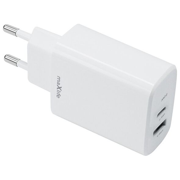 Maxlife MXTC-10-20AC PD QC charger 1x USB-C 1x USB 20W white 5907457789838