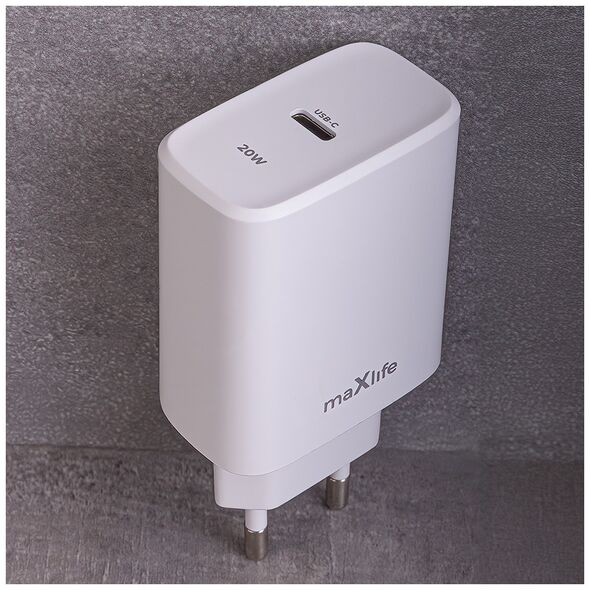 Maxlife MXTC-10-20C PD QC charger 1x USB-C 20W white 5907457789821
