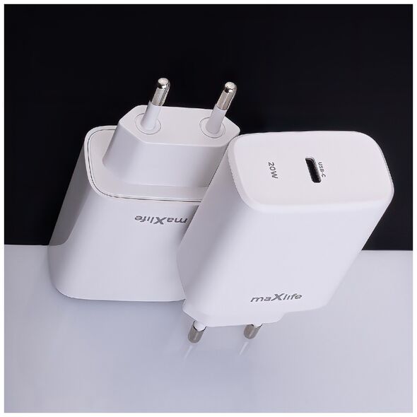 Maxlife MXTC-10-20C PD QC charger 1x USB-C 20W white 5907457789821