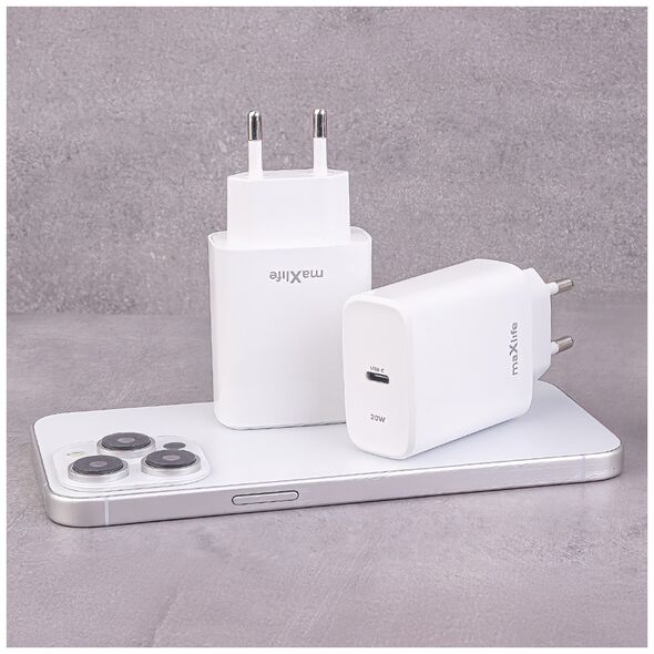 Maxlife MXTC-10-20C PD QC charger 1x USB-C 20W white 5907457789821