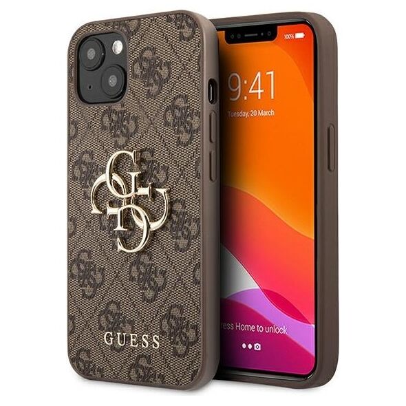 Guess case for iPhone 13 Pro / 13 6,1'' GUHCP13L4GMGBR brown hard case 4G Big Metal Logo 3666339024895