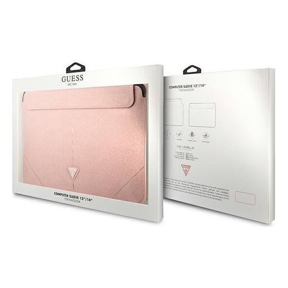Guess sleeve GUCS14PSATLP 14” pink Saffiano Triangle 3666339039905