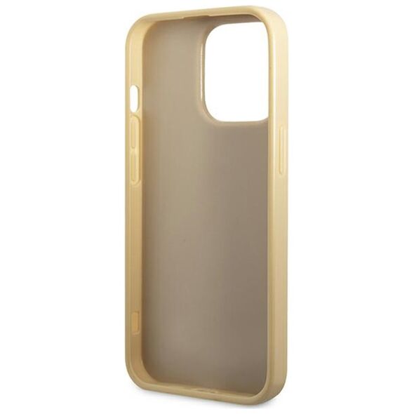 Guess case for iPhone 14 Pro 6,1&quot; GUHCP14LHGGSHD gold PC/TPU Glitter Flakes case Script Metal Logo 3666339065102
