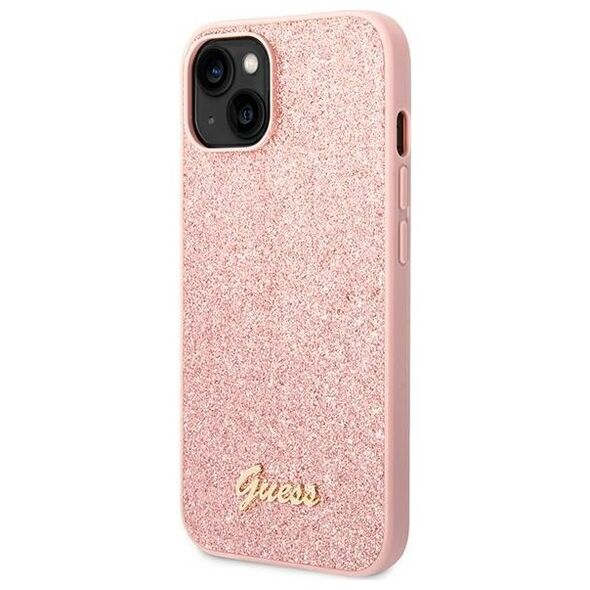 Guess case for iPhone 14 Pro Max 6,7&quot; GUHCP14XHGGSHP pink PC/TPU Glitter Flakes Case Script Metal Logo 3666339065072
