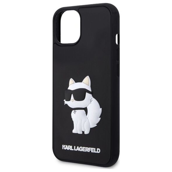 Karl Lagerfeld case for iPhone 14 6,1&quot; KLHCP14S3DRKHNK black hardcase 3D Rubber Choupette NFT 3666339122669
