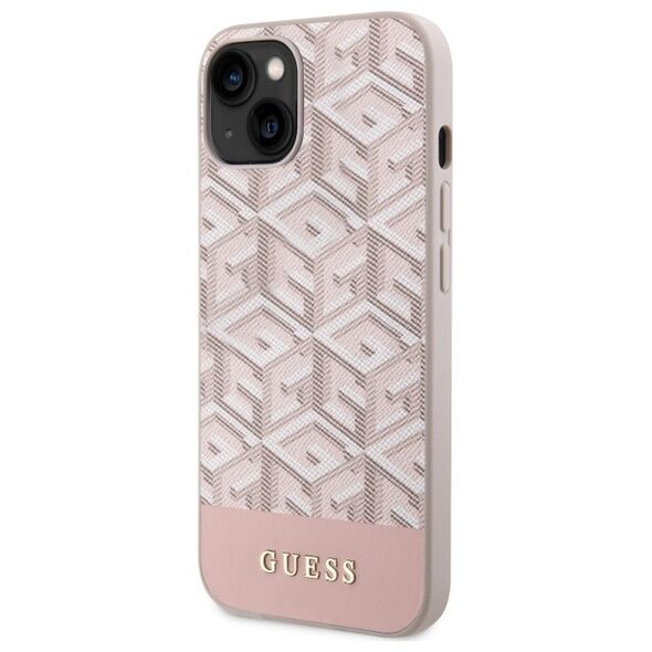 Guess case for iPhone 14 6,1&quot; GUHMP14SHGCFSEP pink harcase Magsafe Gcube PU Stripes 3666339112509